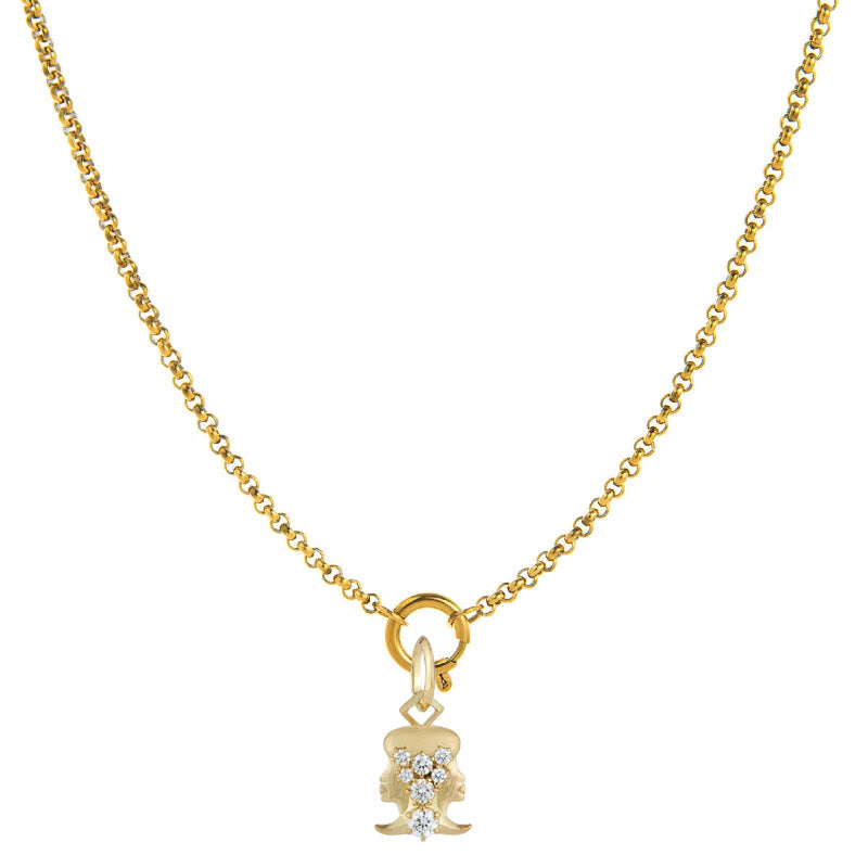 Diamond-Embellished Zodiac Symbol Necklace - Gemini - image 3