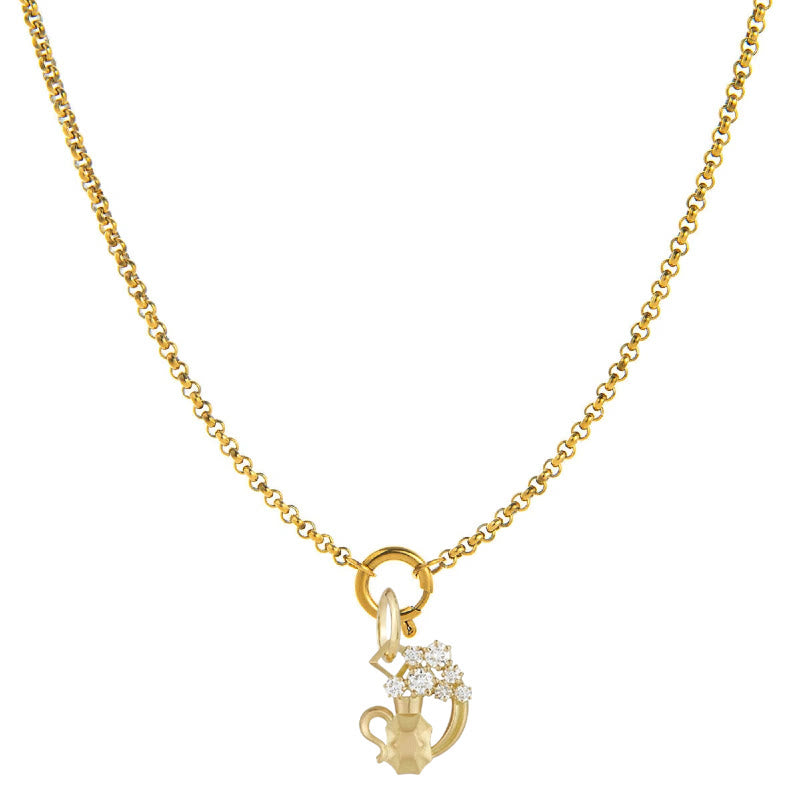 Diamond-Embellished Zodiac Symbol Necklace - Aquarius - image 11