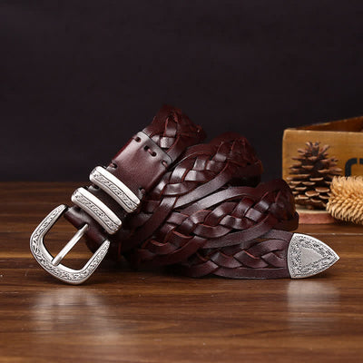 Rustic Charm Handwoven Braided Casual Leather Belt - image 9
