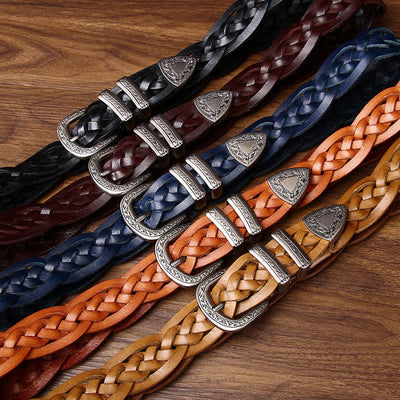 Rustic Charm Handwoven Braided Casual Leather Belt - image 1