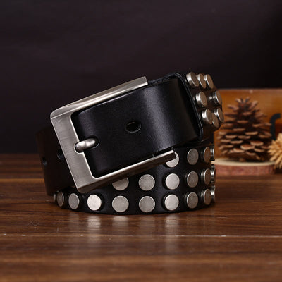 Bold High-Quality Rivet-Adorned Buckle Leather Belt - image 2