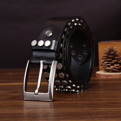 Bold High-Quality Rivet-Adorned Buckle Leather Belt - image 1