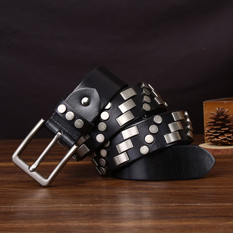 Premium Square and Circular Metal Accent Leather Belt  display picture 2