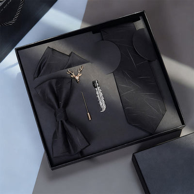 5Pcs Men's Formal Bow Tie Pocket Square Brooch Necktie Set - Style #1 - image 0