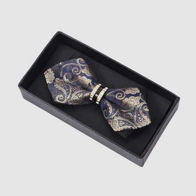 Men's Paisley Pattern Decorative Buckle Formal Bow Tie - Gloden Blue - image 4