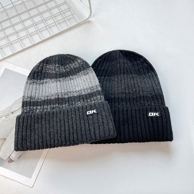 Men's Winter Fleece-Lined Striped Knitted Beanie Hat - image 6