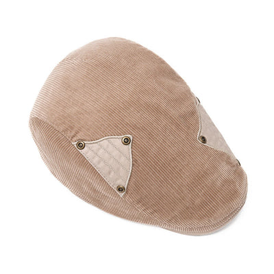 Street Style Chic Contrast Patch Corduroy Beret Hat - image 6