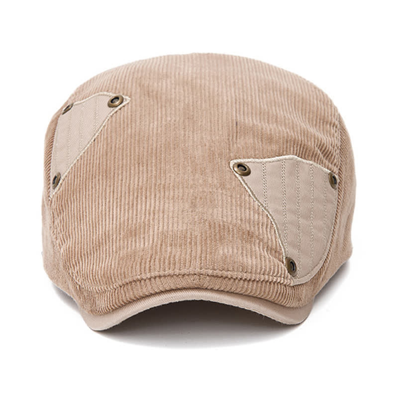Street Style Chic Contrast Patch Corduroy Beret Hat - image 2