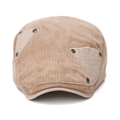 Street Style Chic Contrast Patch Corduroy Beret Hat - image 2