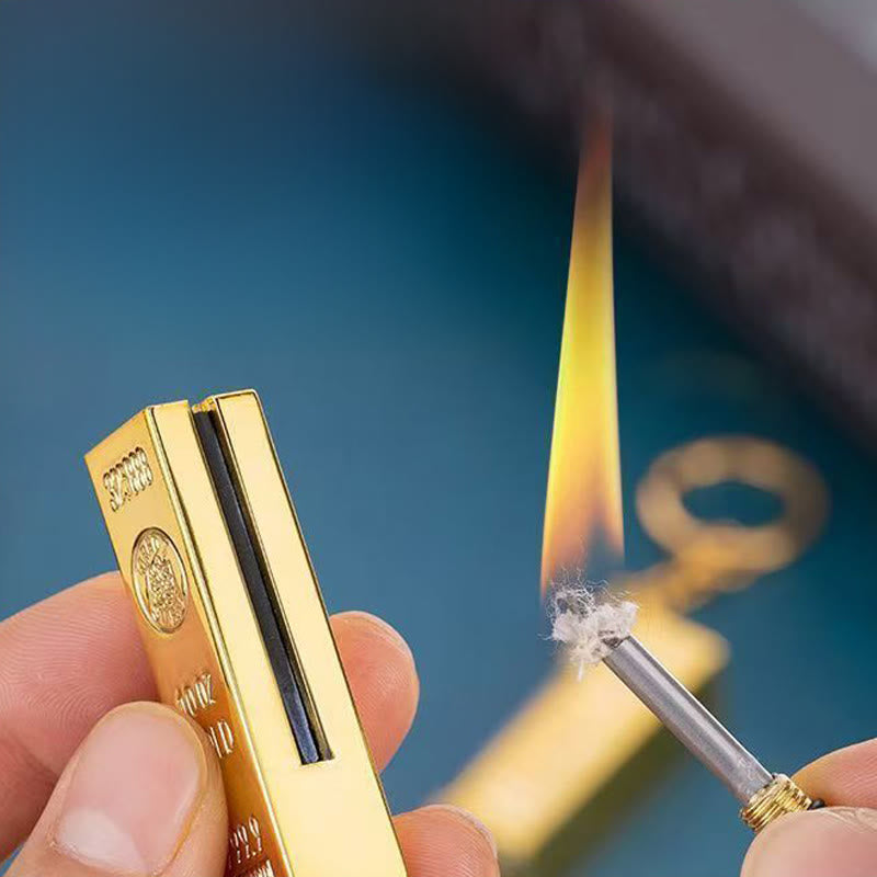 Gold Bar Design Metal Match Lighter With Keychain - image 0