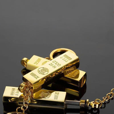 Gold Bar Design Metal Match Lighter With Keychain - image 3