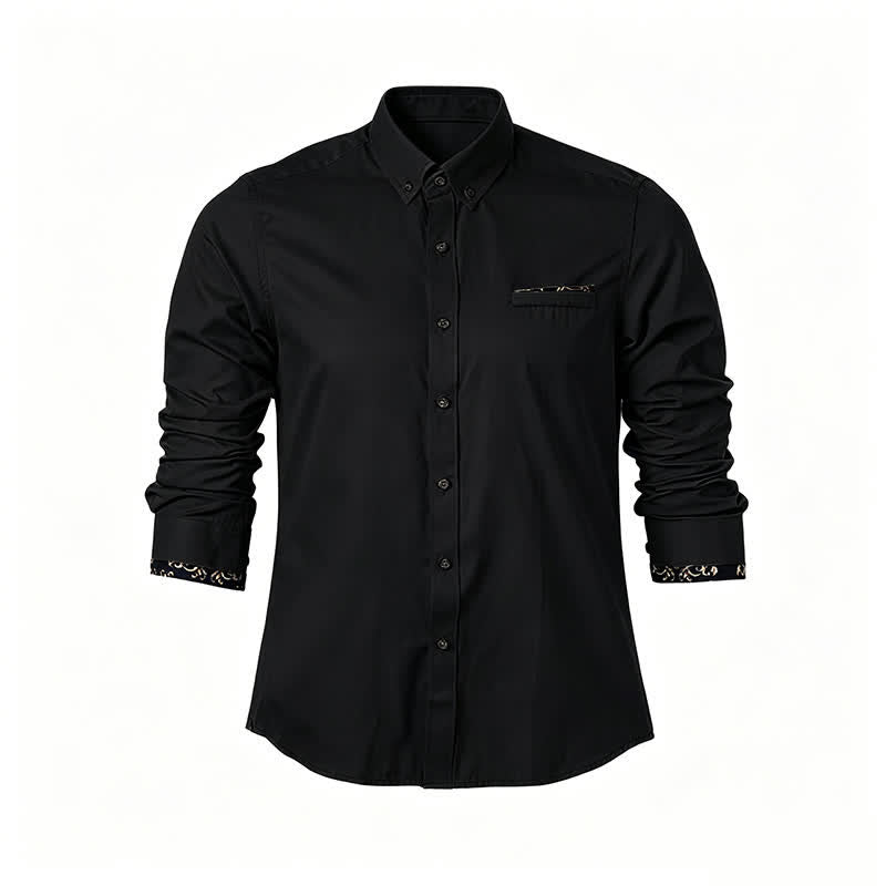 black dress shirt with gold accents Amazon.com: Luxury Black Gold Floral Print Shirt Men Autumn Long Sleeve Mens  Dress Shirts Party Nightclub Prom Shirt Black S : Clothing, Shoes & Jewelry