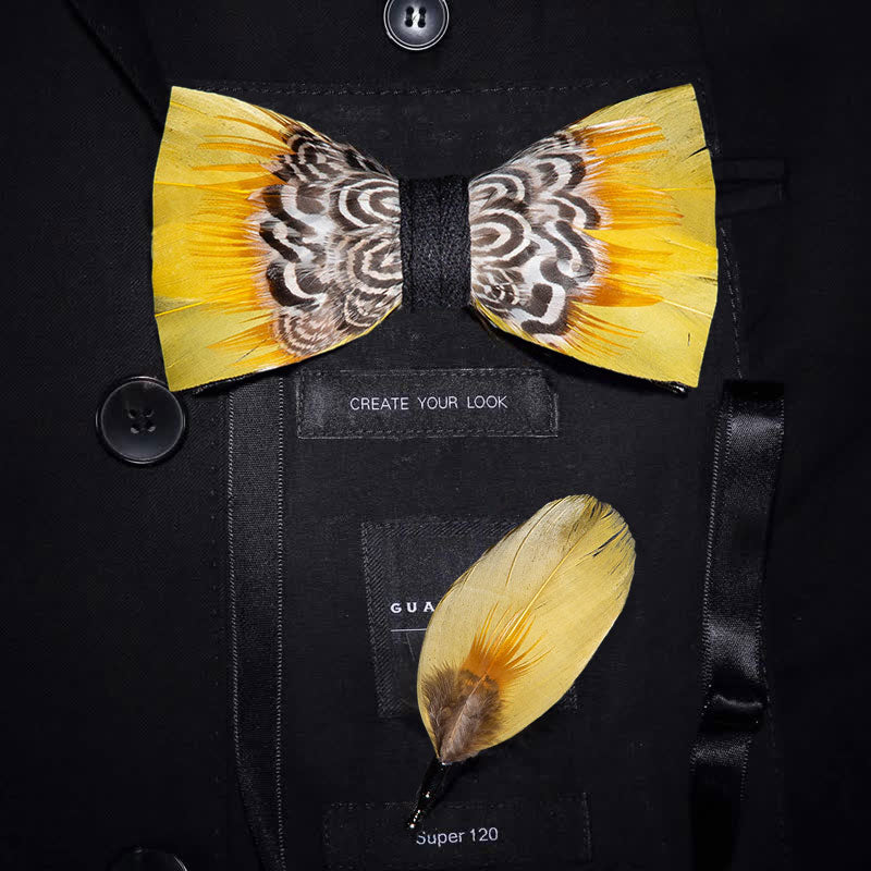 YELLOW FEATHER BOW TIES – FloralTrip