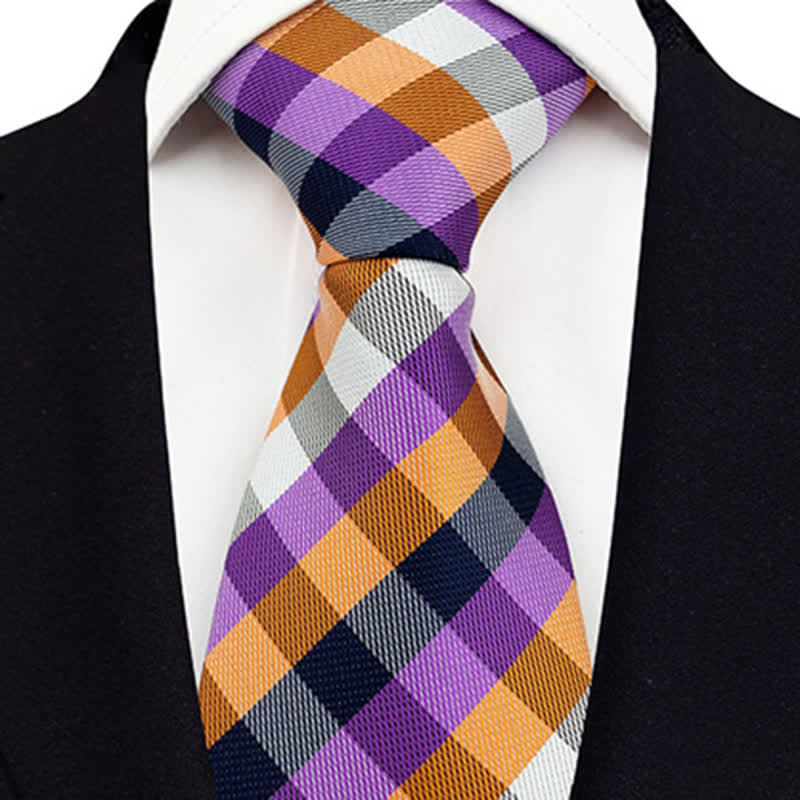 Clearance: Men's Skinny Tuxedo Suit Plaid Necktie