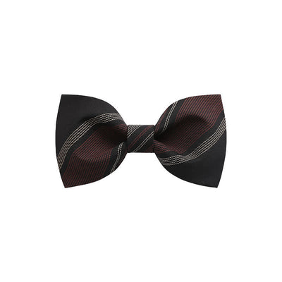 Men's Burgundy & Black Striped Formal Bow Tie