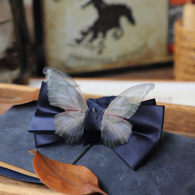 Men's Vintage Organza Butterfly Bow Tie Pocket Square Set