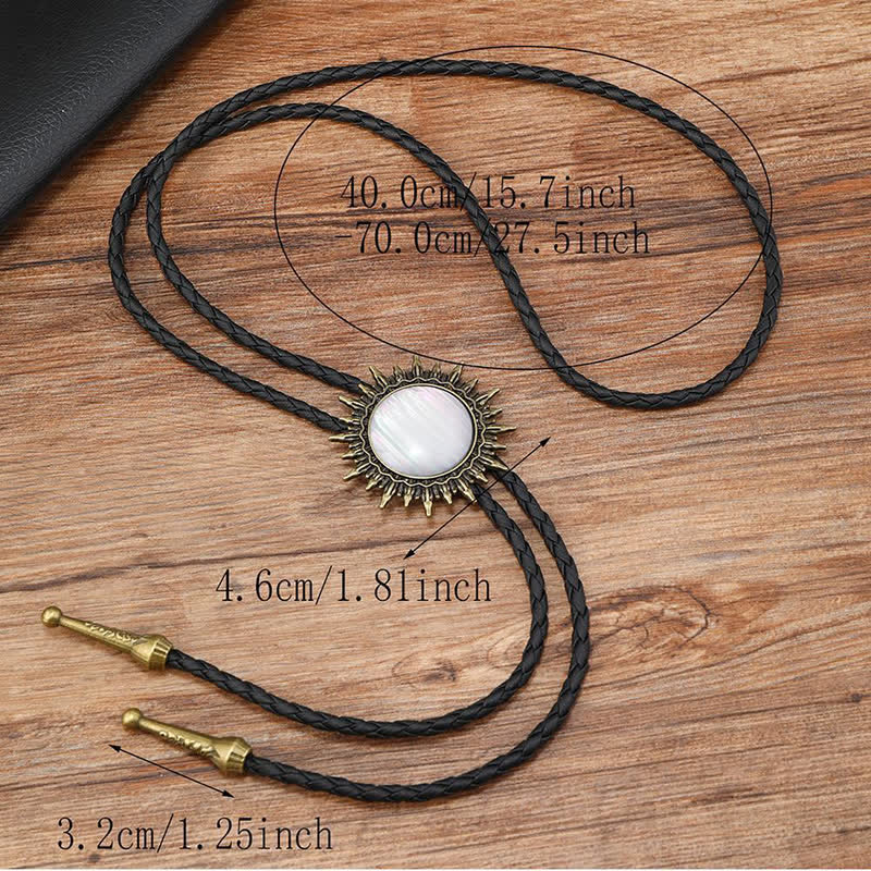 Cowboy Round Resin Gemstones Pendant Bolo Tie