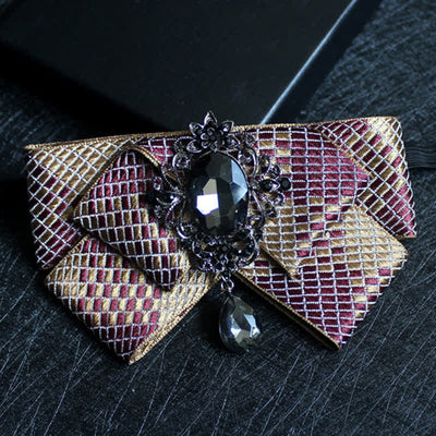 Ribbon Shaped Crystal Wedding Formal Bow Tie