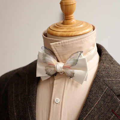 Men's Vintage Organza Butterfly Bow Tie Pocket Square Set