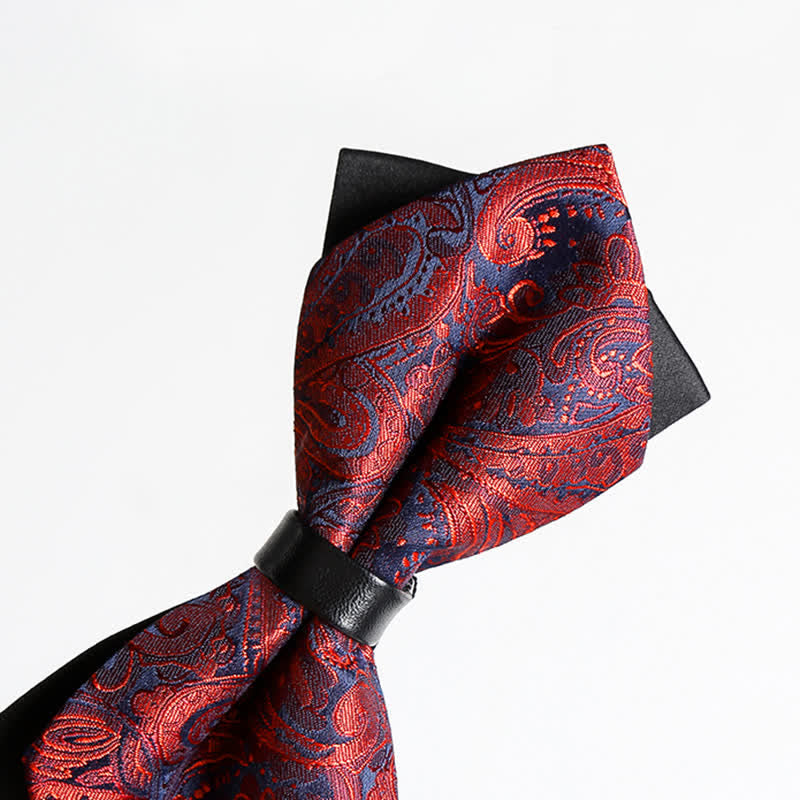 Men's Stalish Paisley Double Layers Pionted Bow Tie
