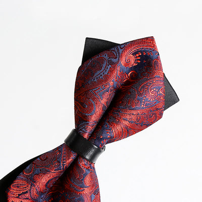 Men's Stalish Paisley Double Layers Pionted Bow Tie