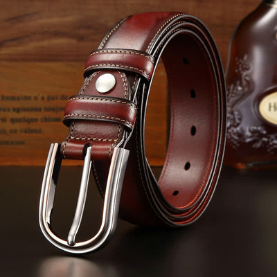 Men's Retro Double-Sided Stylish Leather Belt - Brown - 44 - image 3