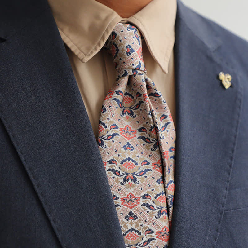 Clearance: Men's Beige & Pink Exotic Mystery Lotus Necktie