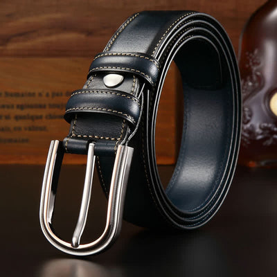Men's Retro Double-Sided Stylish Leather Belt - Blue - 44 - image 0
