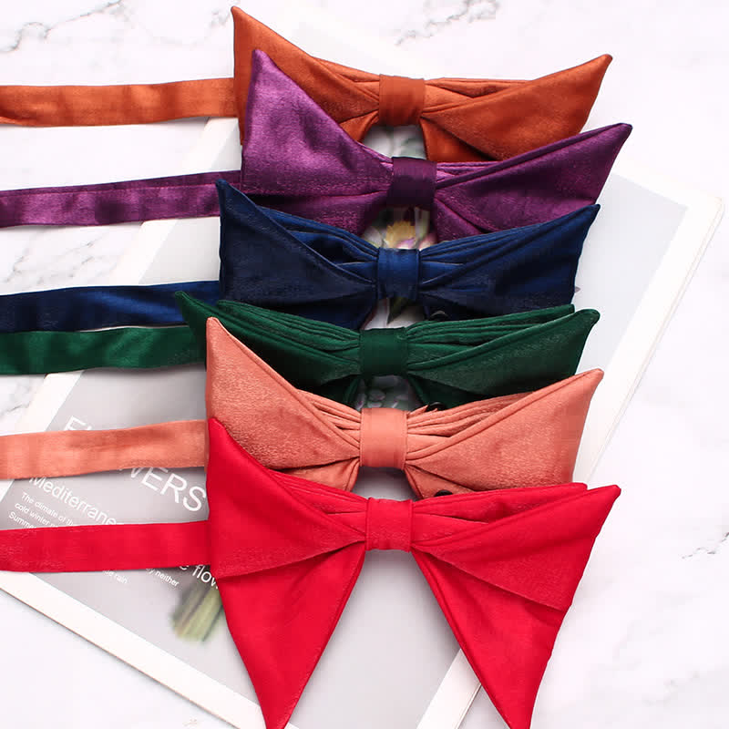 Men's Glossing Folded Design Oversized Pointed Bow Tie
