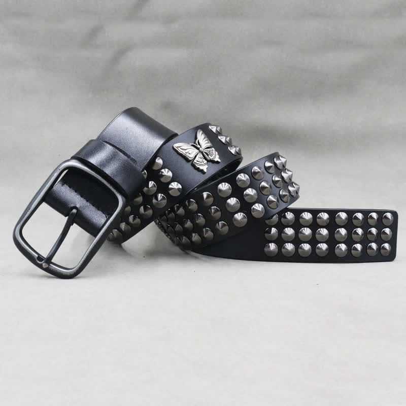 Butterfly Rivets Goth Three Rows Studded Leather Belt – FloralTrip