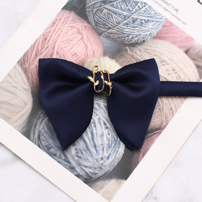Men's Gold Vine Leaf Oversized Pointed Bow Tie Pocket Square