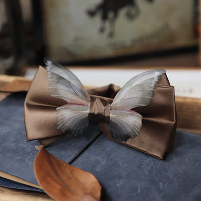 Men's Vintage Organza Butterfly Bow Tie Pocket Square Set