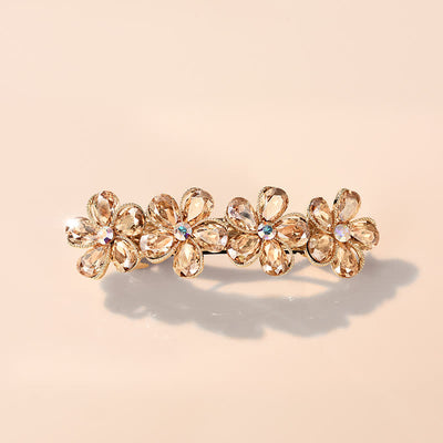 Women's Cute Crystal Flower Horizontal Hair Clip