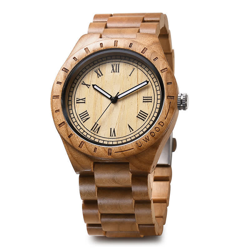 Men's Natural Walnut Zebra Wood Quartz Wooden Watch