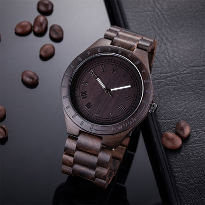 Men's Natural Walnut Zebra Wood Quartz Wooden Watch