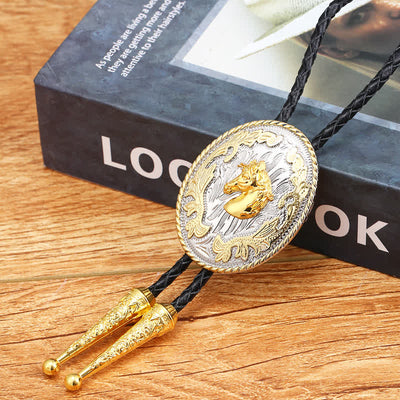 Clearance: Retro Creative Gold Western Horse Head Bolo Tie