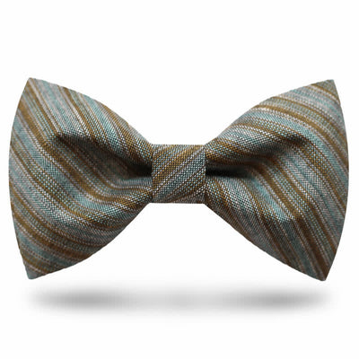 Men's Coffee Green Neutral Striped Bow Tie