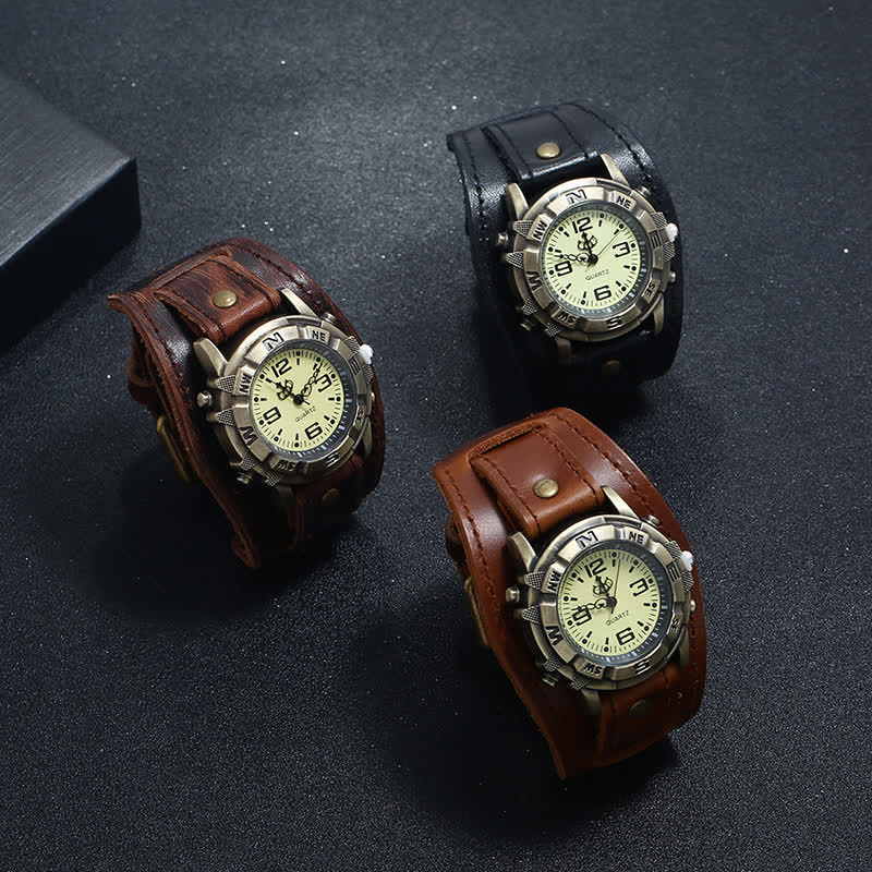 Men's Punk Retro Fashion Cuff Leather Watch