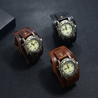 Men's Punk Retro Fashion Cuff Leather Watch