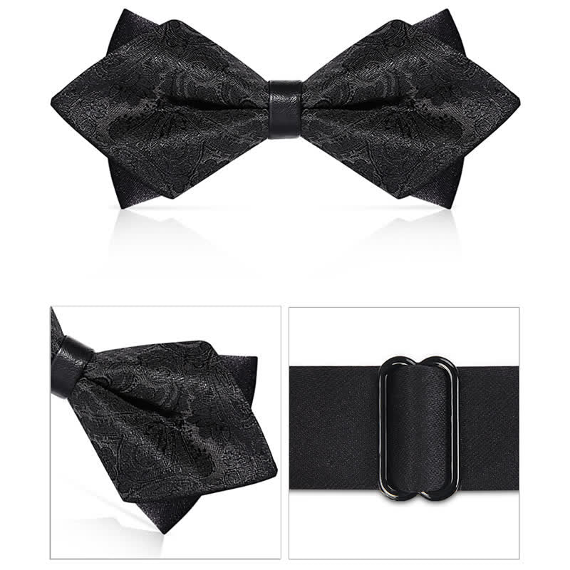 Men's Stalish Paisley Double Layers Pionted Bow Tie