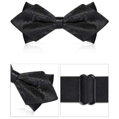 Men's Stalish Paisley Double Layers Pionted Bow Tie