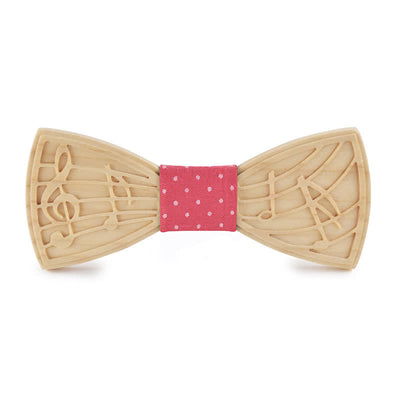 Men's Novelty Music Engraving Wooden Bow Tie