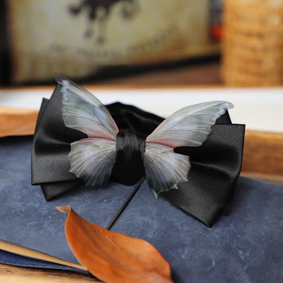 Men's Vintage Organza Butterfly Bow Tie Pocket Square Set