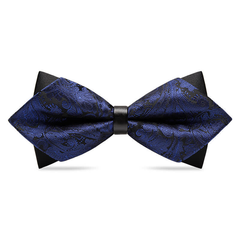 Men's Stalish Paisley Double Layers Pionted Bow Tie
