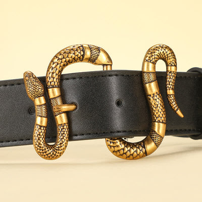 Men's Punk Bronze Serpent Buckle Streetwear Leather Belt