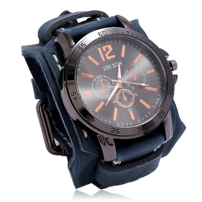 Men's Hand-Stitched Punk Bracelet Leather Watch