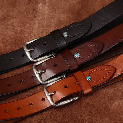 Classic Beaded Embellishments Trendy Leather Belt