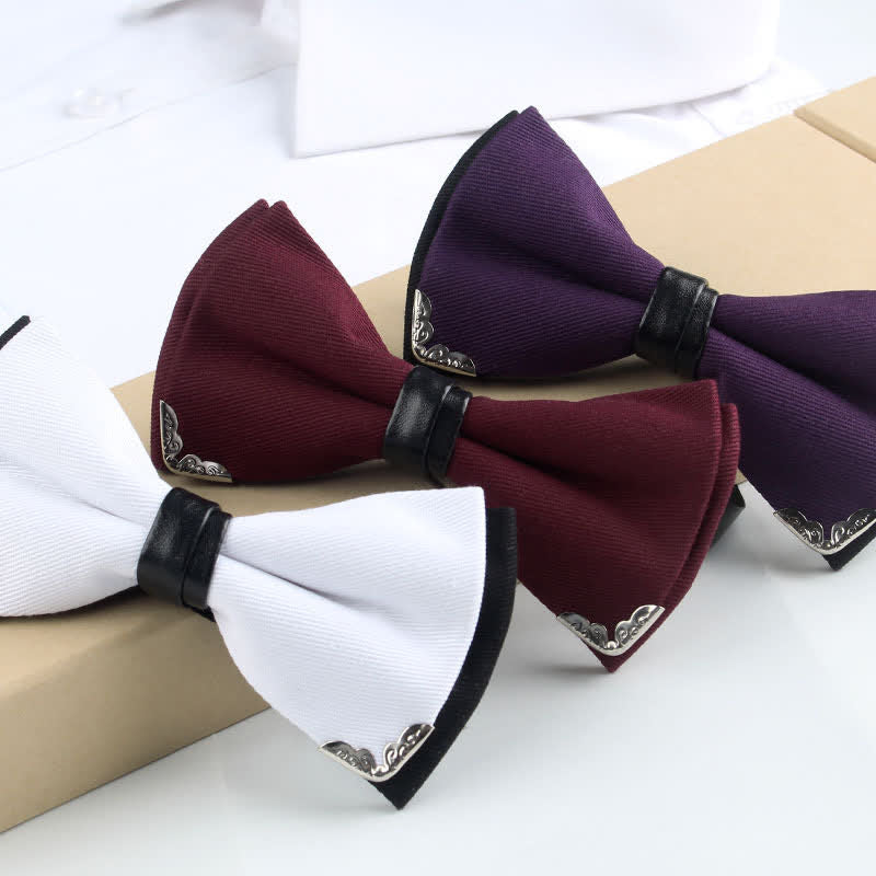 Clearance: Men's Classy Metal Trim Gold Bow Tie