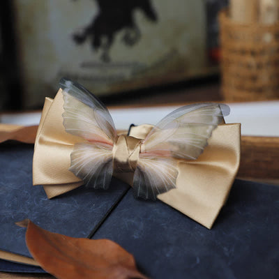 Men's Vintage Organza Butterfly Bow Tie Pocket Square Set