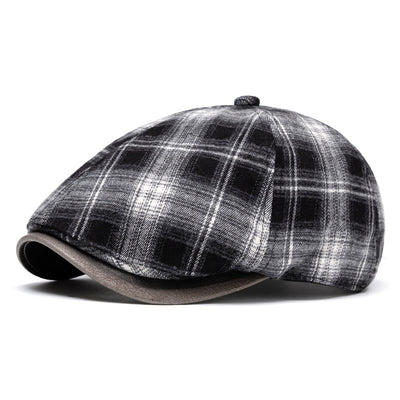 Autumn&Winter Japanese Retro Checkered Beret - Black - Adjustable (22 1/2"-24") - image 9